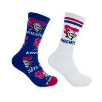 KNIGHTS CREW SOCKS 2 PACK NRL