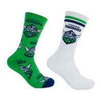 RAIDERS CREW SOCKS 2 PACK NRL