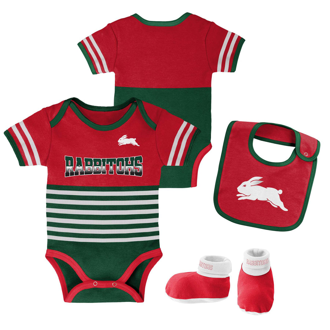 RABBITOHS 3PC CREEPER, BIB & BOOTIE SET NRL