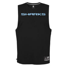 Load image into Gallery viewer, SHARKS WORDMARK MUSCLE TEE NRL