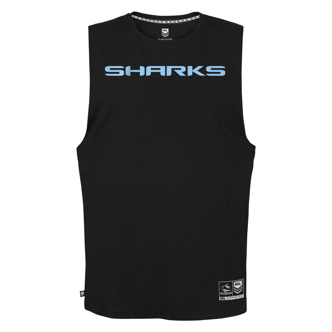 SHARKS WORDMARK MUSCLE TEE NRL