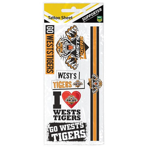 WESTS TIGERS TATTOO SHEET