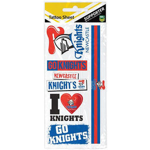 NRL KNIGHTS TATTOO SHEET