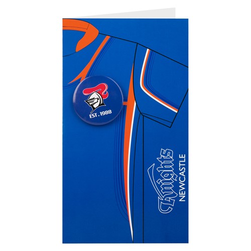 NEWCASTLE KNIGHTS JERSEY BADGE CARD NRL